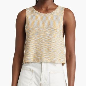 Free People Best Of Us Lace Up Back Sweater Tank Warm Sky Combo Size Large
